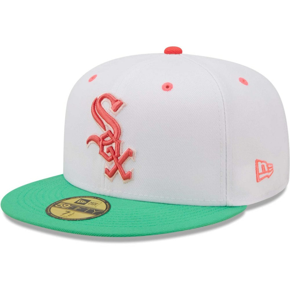 Chicago White Sox New Era Inaugural Season at Comiskey Park Watermelon Lolli 59FIFTY Fitted Hat - White/Green Hats