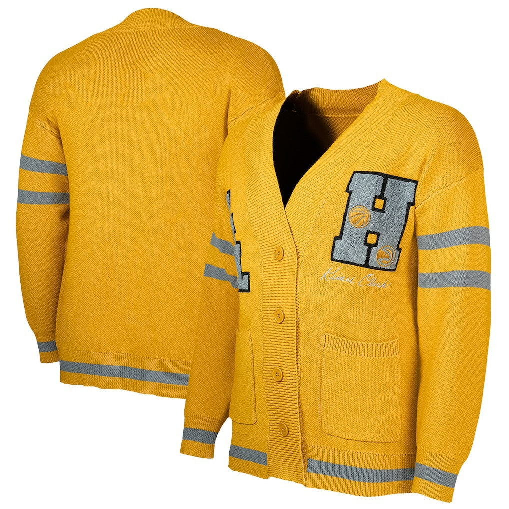 Atlanta Hawks NBA x Keiser Clark No Caller ID Button-Up Cardigan Yellow/Gray