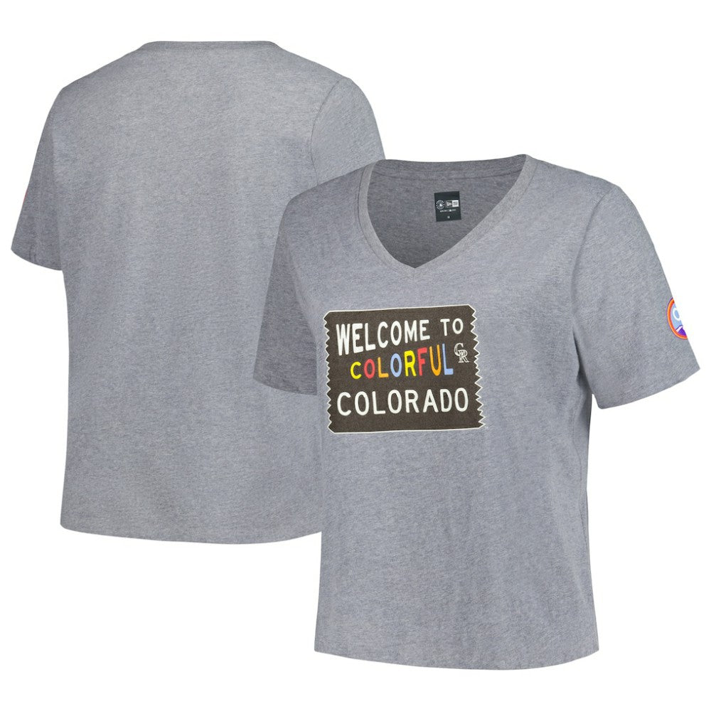 Colorado Rockies New Era Women's City Connect Plus Size V-Neck T-Shirt - Gray T-shirts