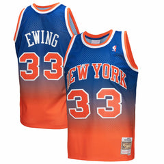 Patrick Ewing New York Knicks 1991/92 Hardwood Classics Fadeaway Swingman Player Jersey Orange/Royal - Mitchell & Ness