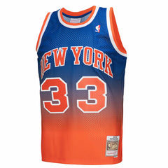 Patrick Ewing New York Knicks 1991/92 Hardwood Classics Fadeaway Swingman Player Jersey Orange/Royal - Mitchell & Ness