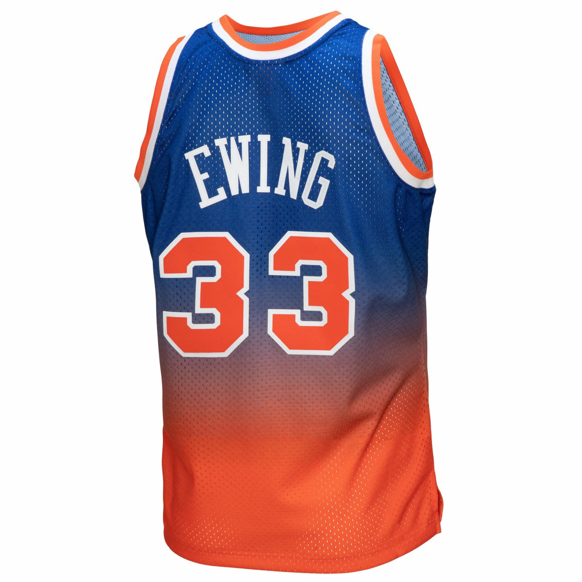 Patrick Ewing New York Knicks 1991/92 Hardwood Classics Fadeaway Swingman Player Jersey Orange/Royal - Mitchell & Ness