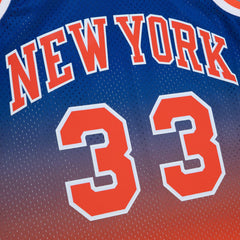 Patrick Ewing New York Knicks 1991/92 Hardwood Classics Fadeaway Swingman Player Jersey Orange/Royal - Mitchell & Ness