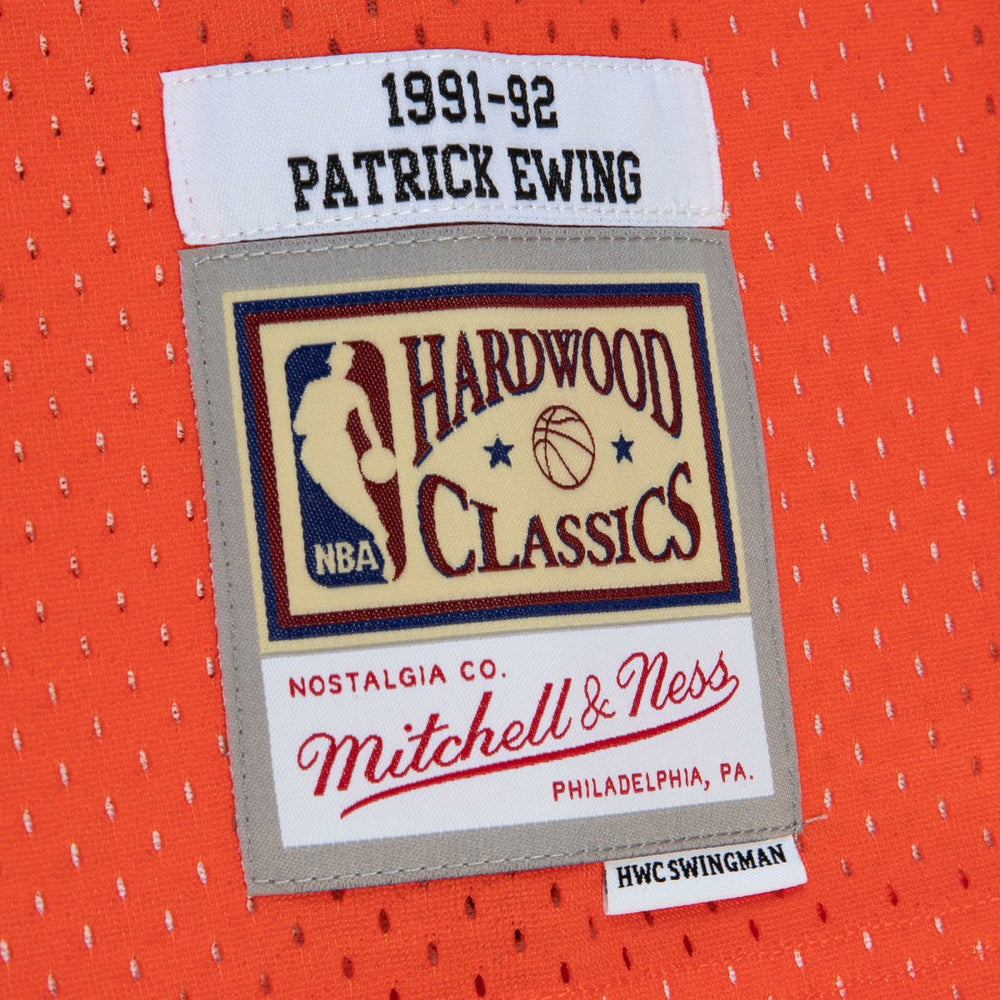 Patrick Ewing New York Knicks 1991/92 Hardwood Classics Fadeaway Swingman Player Jersey Orange/Royal - Mitchell & Ness