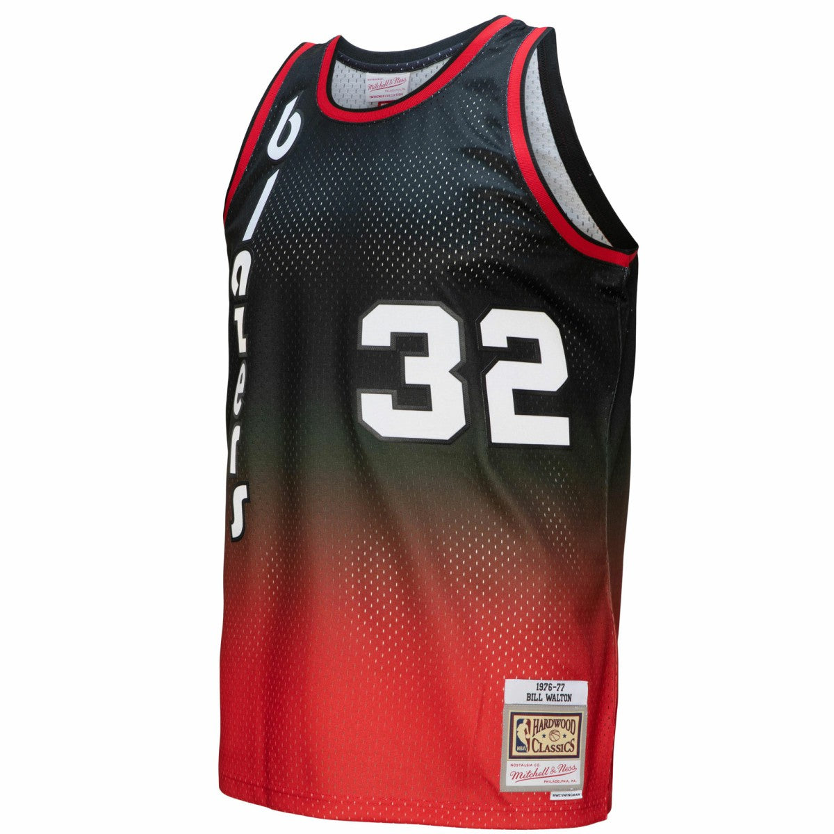 Bill Walton Portland Trail Blazers 1976/77 Hardwood Classics Fadeaway Swingman Player Jersey Red/Black - Mitchell & Ness