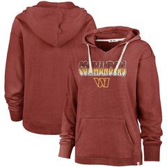 Washington Commanders '47 Women's Color Rise Kennedy Pullover V-Neck Hoodie - Heathered Burgundy Hoodies