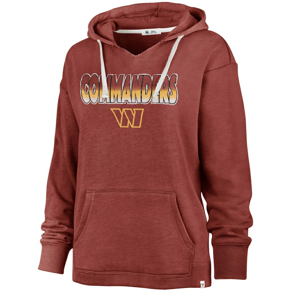 Washington Commanders '47 Women's Color Rise Kennedy Pullover V-Neck Hoodie - Heathered Burgundy Hoodies