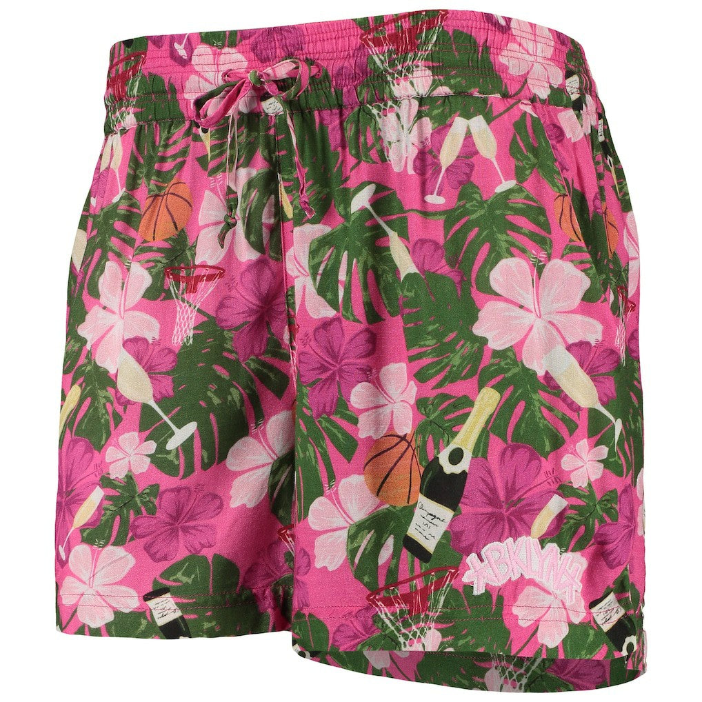 Brooklyn Nets Lusso Women's Finley-Frankie Party Top & Shorts Set Pink