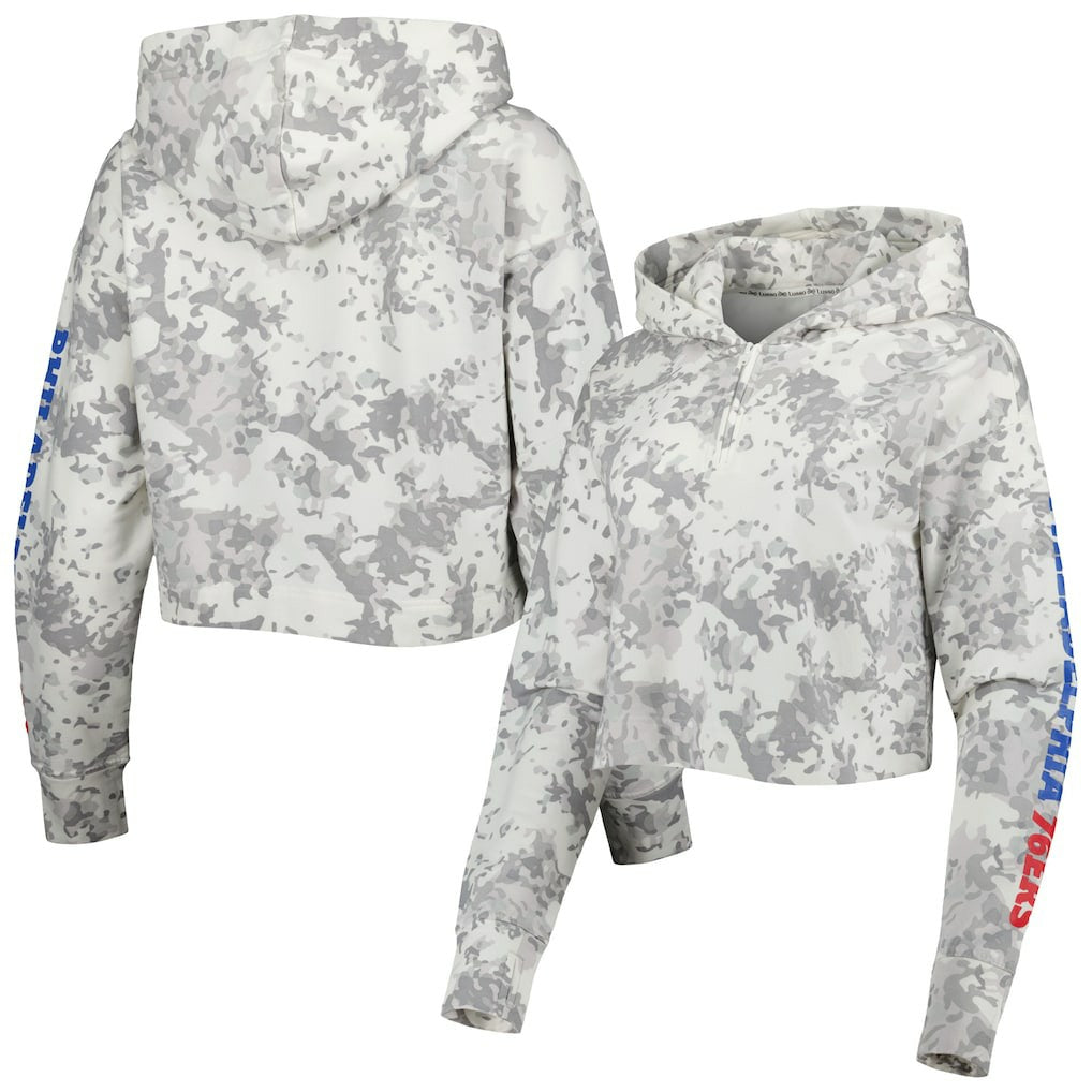 Philadelphia 76ers Lusso Women's Maia Tri-Blend Cropped Quarter-Zip Top Gray/White outlet