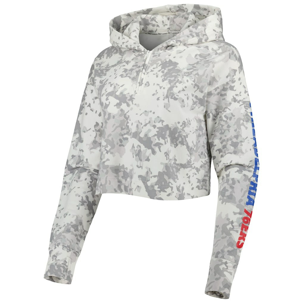 Philadelphia 76ers Lusso Women's Maia Tri-Blend Cropped Quarter-Zip Top Gray/White outlet