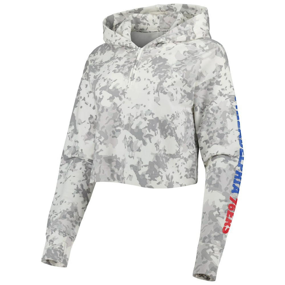 Philadelphia 76ers Lusso Women's Maia Tri-Blend Cropped Quarter-Zip Top Gray/White outlet