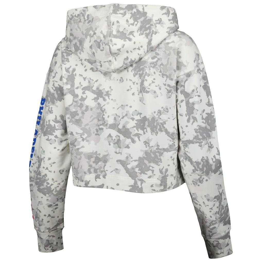 Philadelphia 76ers Lusso Women's Maia Tri-Blend Cropped Quarter-Zip Top Gray/White outlet