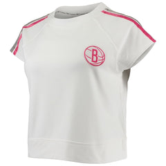 Brooklyn Nets Lusso Women's Margot Cropped Tri-Blend Cap Sleeve Sweatshirt White