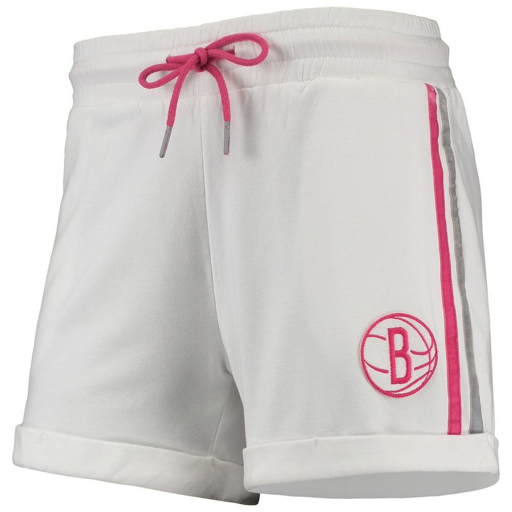 Brooklyn Nets Lusso Women's Melody Cuffed Tri-Blend Shorts White/Pink
