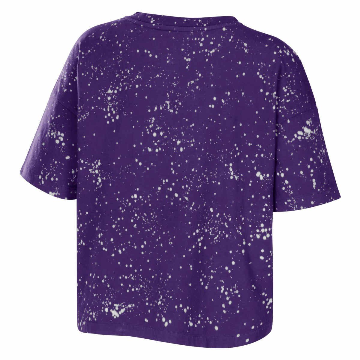 Los Angeles Lakers WEAR by Erin Andrews Women's Bleach Splatter Notch Neck T-Shirt Purple outlet