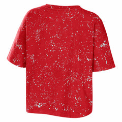Toronto Raptors WEAR by Erin Andrews Women's Bleach Splatter Notch Neck T-Shirt Red