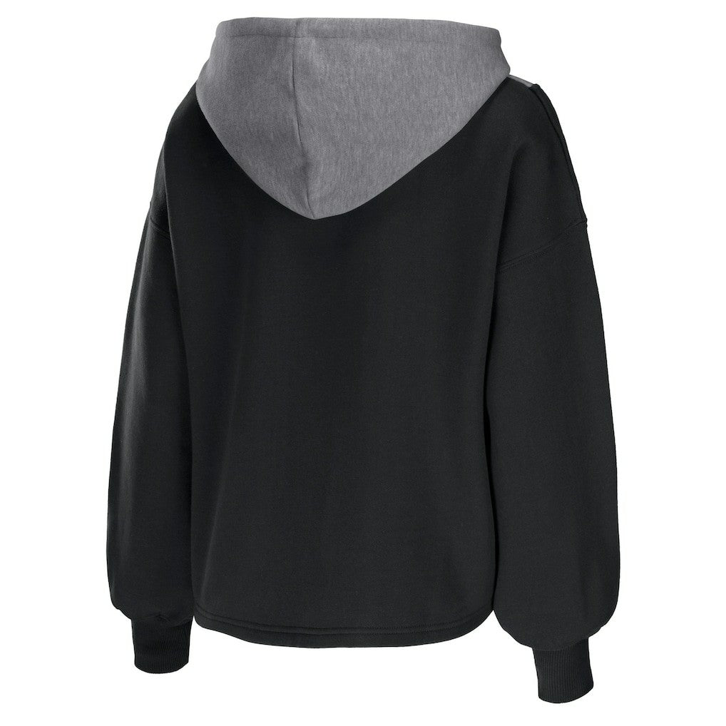 Brooklyn Nets WEAR by Erin Andrews Women's Pieced Quarter-Zip Hoodie Jacket Black outlet