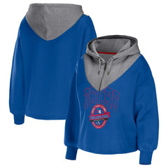 Philadelphia 76ers WEAR by Erin Andrews Women's Pieced Quarter-Zip Hoodie Jacket Royal outlet