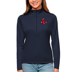 Boston Red Sox Antigua Women's Tribute Quarter-Zip Pullover Top - Navy Pullover