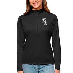 Chicago White Sox Antigua Women's Tribute Quarter-Zip Pullover Top - Black Pullover