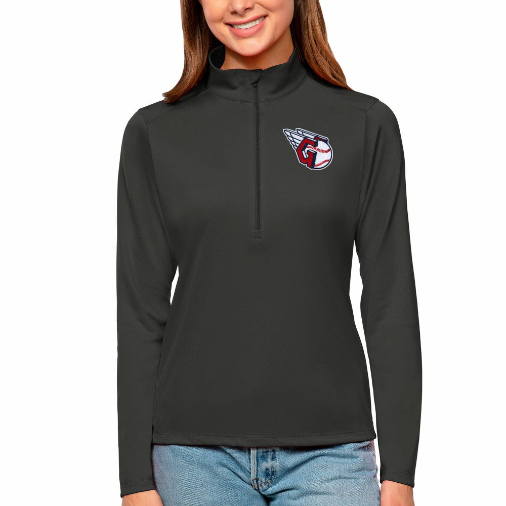 Cleveland Guardians Antigua Women's Tribute Quarter-Zip Pullover Top - Charcoal Pullover