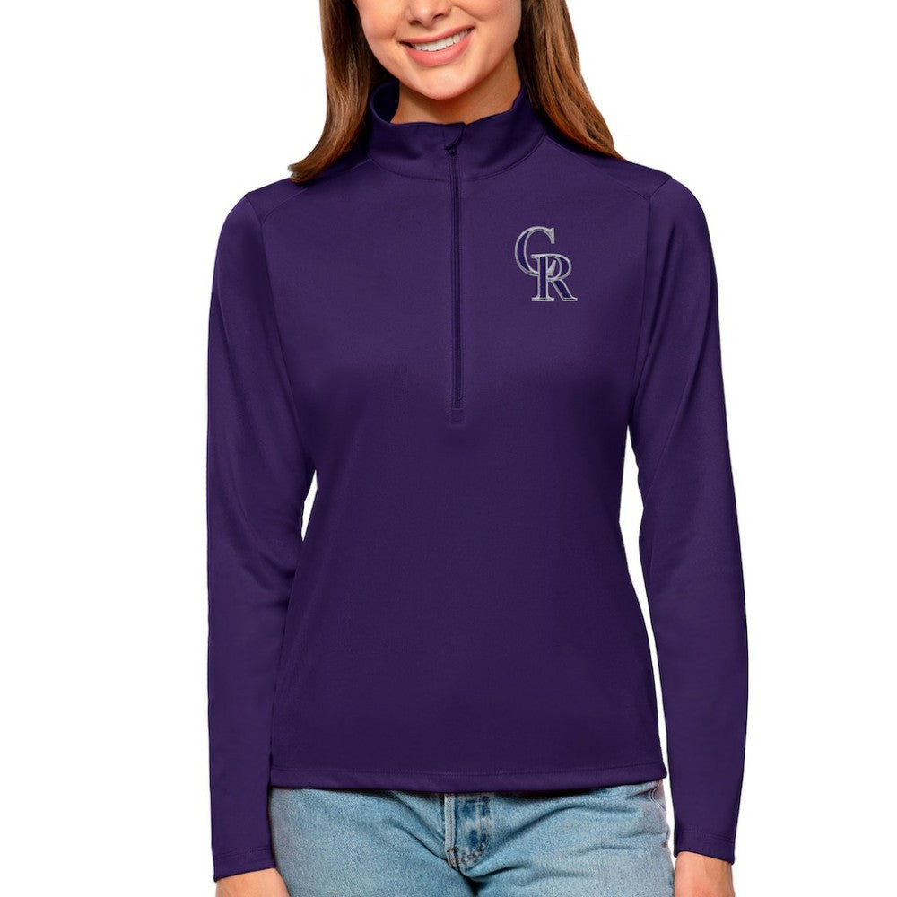 Colorado Rockies Antigua Women's Tribute Quarter-Zip Pullover Top - Purple Pullover