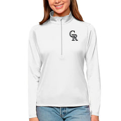 Colorado Rockies Antigua Women's Tribute Quarter-Zip Pullover Top - White Pullover