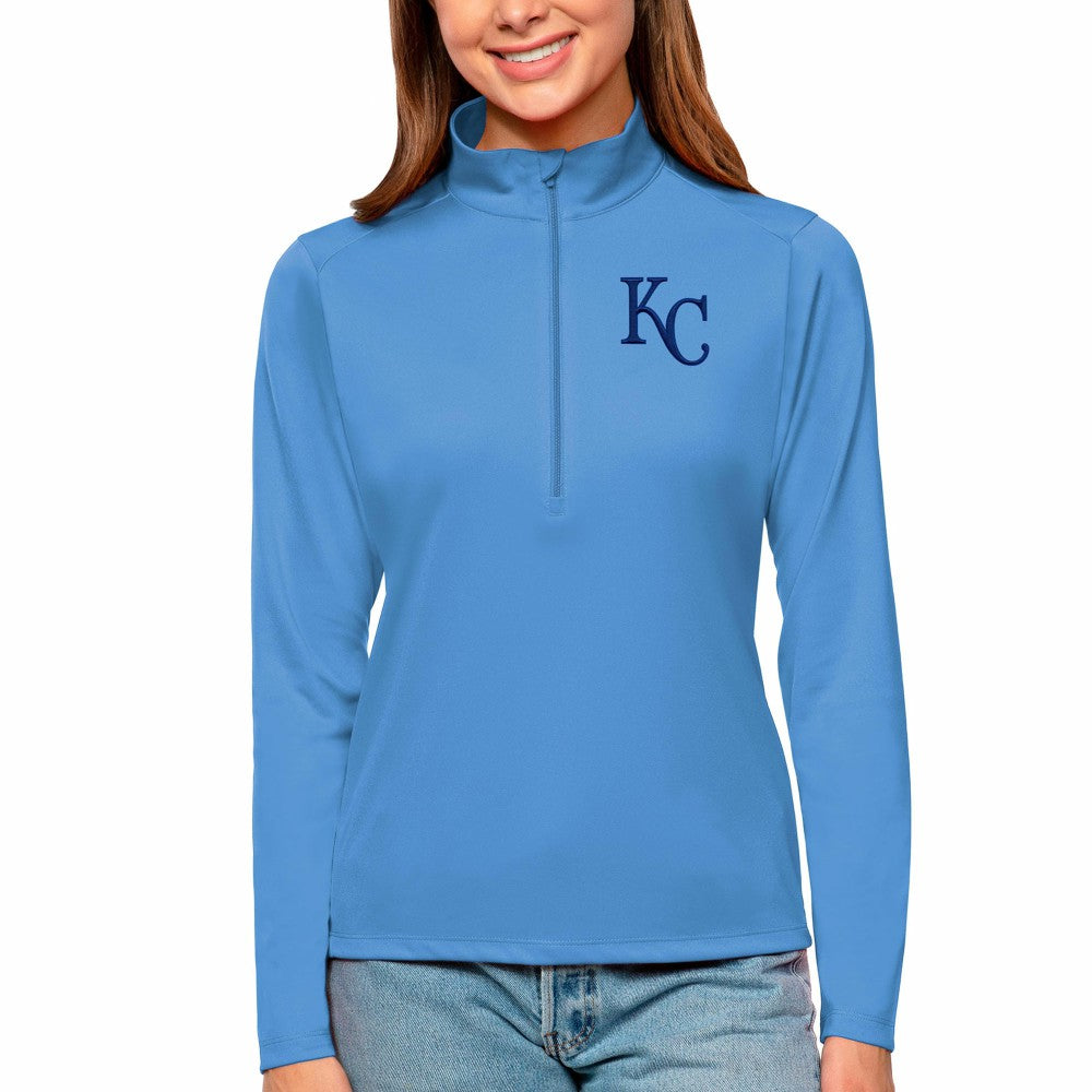 Kansas City Royals Antigua Women's Tribute Quarter-Zip Pullover Top - Light Blue Pullover