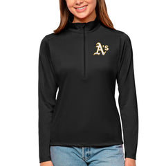 Athletics Antigua Women's Tribute Quarter-Zip Pullover Top - Black Pullover