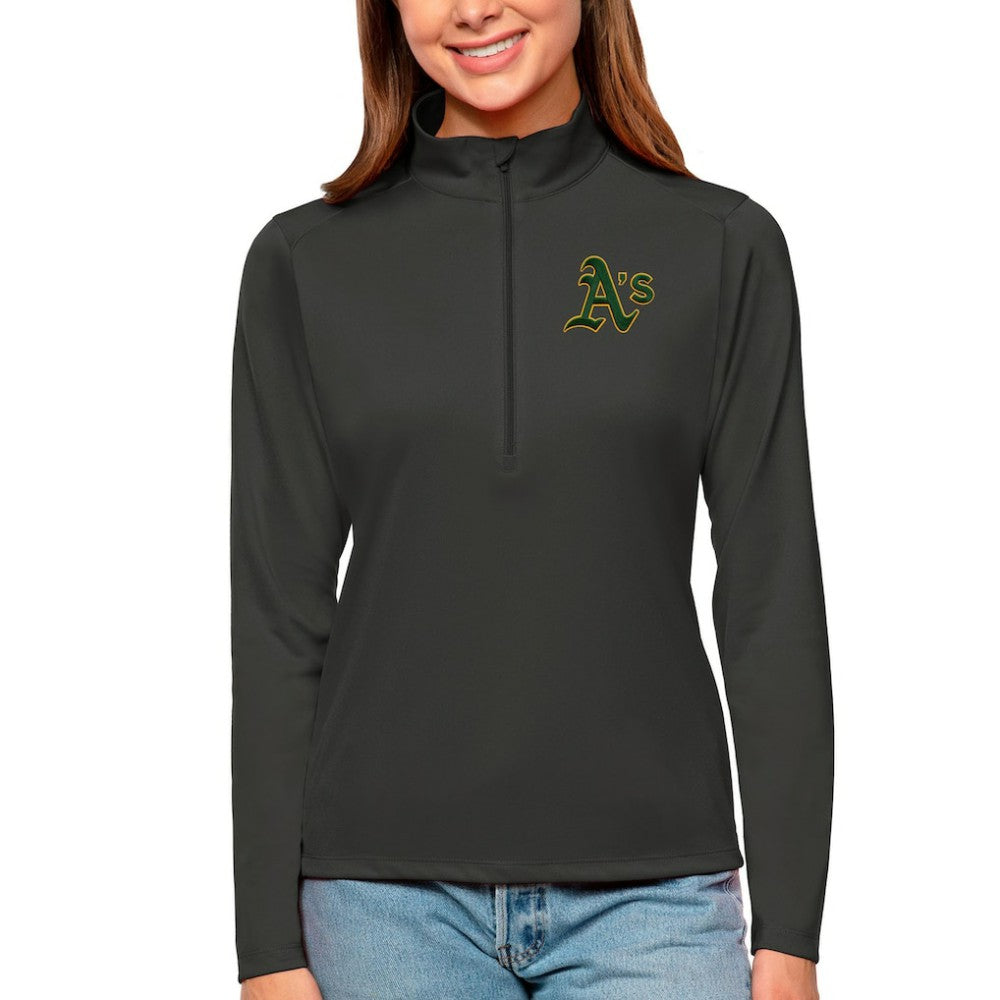 Athletics Antigua Women's Tribute Quarter-Zip Pullover Top - Charcoal Pullover
