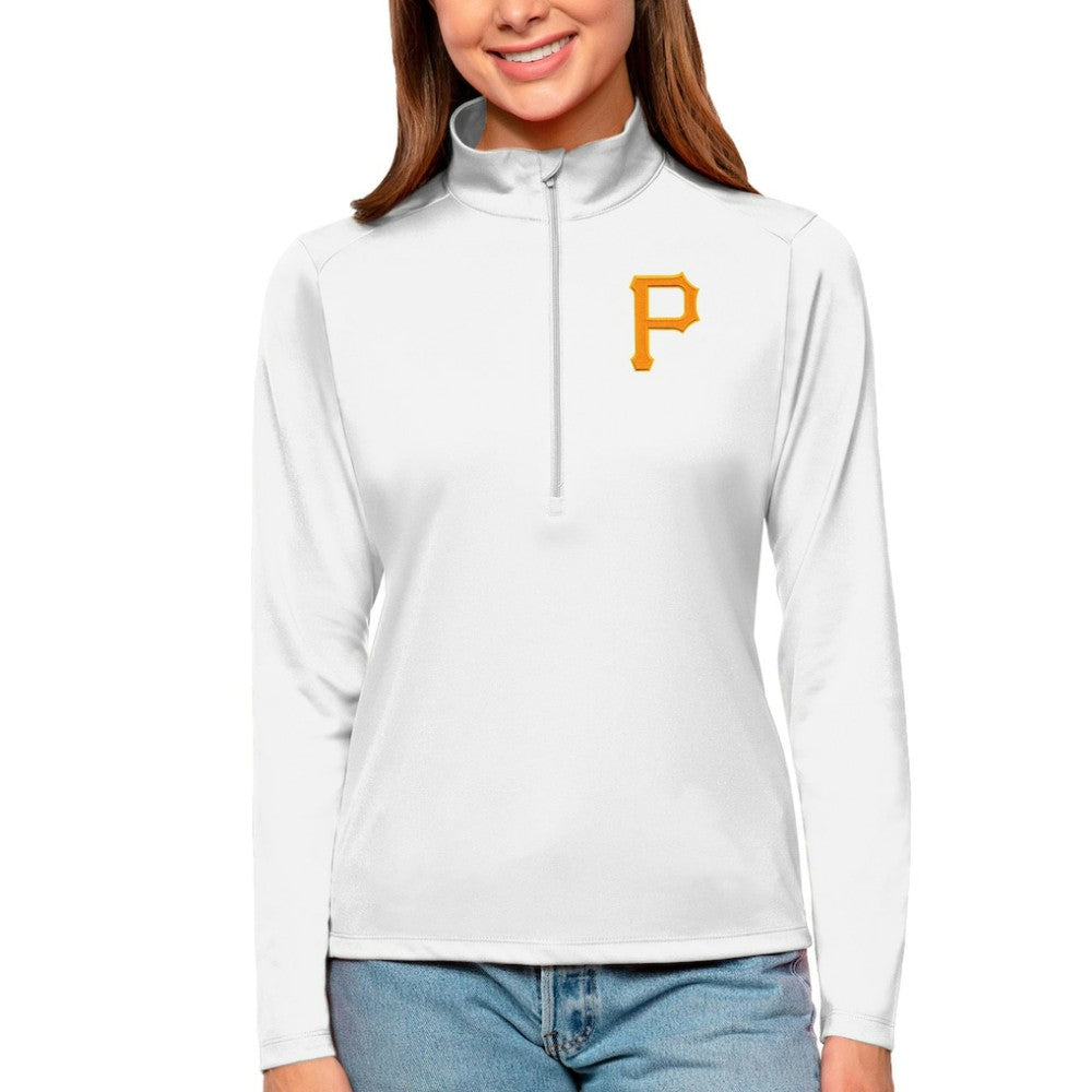 Pittsburgh Pirates Antigua Women's Tribute Quarter-Zip Pullover Top - White Pullover
