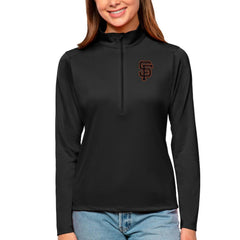 San Francisco Giants Antigua Women's Tribute Quarter-Zip Pullover Top - Black Pullover