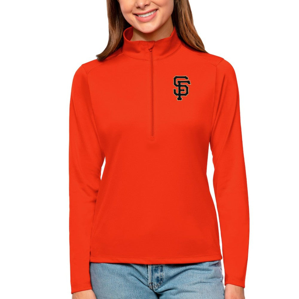 San Francisco Giants Antigua Women's Tribute Quarter-Zip Pullover Top - Orange Pullover
