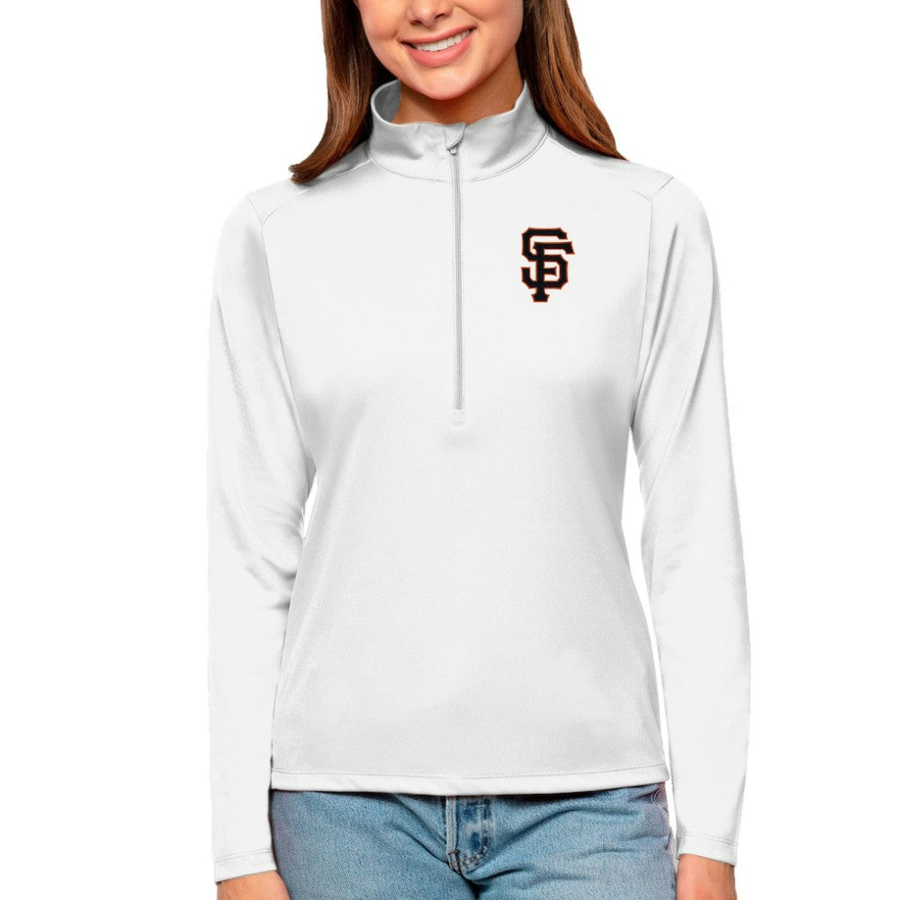 San Francisco Giants Antigua Women's Tribute Quarter-Zip Pullover Top - White Pullover
