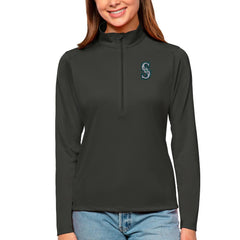 Seattle Mariners Antigua Women's Tribute Quarter-Zip Pullover Top - Charcoal Pullover