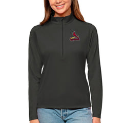 St. Louis Cardinals Antigua Women's Tribute Quarter-Zip Pullover Top - Charcoal Pullover