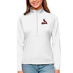 St. Louis Cardinals Antigua Women's Tribute Quarter-Zip Pullover Top - White Pullover