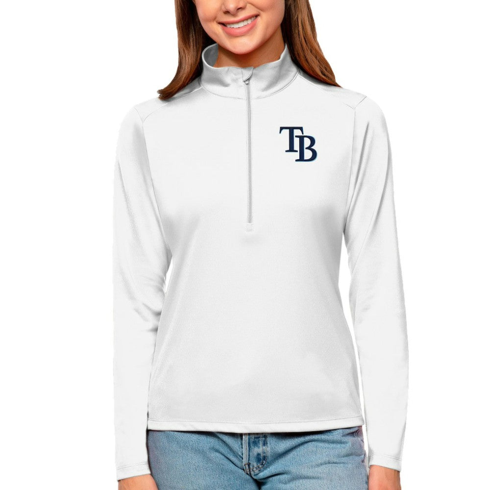 Tampa Bay Rays Antigua Women's Tribute Quarter-Zip Pullover Top - White Pullover