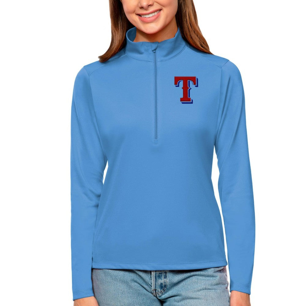 Texas Rangers Antigua Women's Tribute Quarter-Zip Pullover Top - Blue Pullover