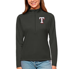 Texas Rangers Antigua Women's Tribute Quarter-Zip Pullover Top - Charcoal Pullover