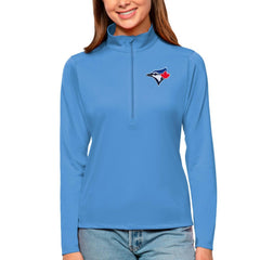 Toronto Blue Jays Antigua Women's Tribute Quarter-Zip Pullover Top - Powder Blue Pullover