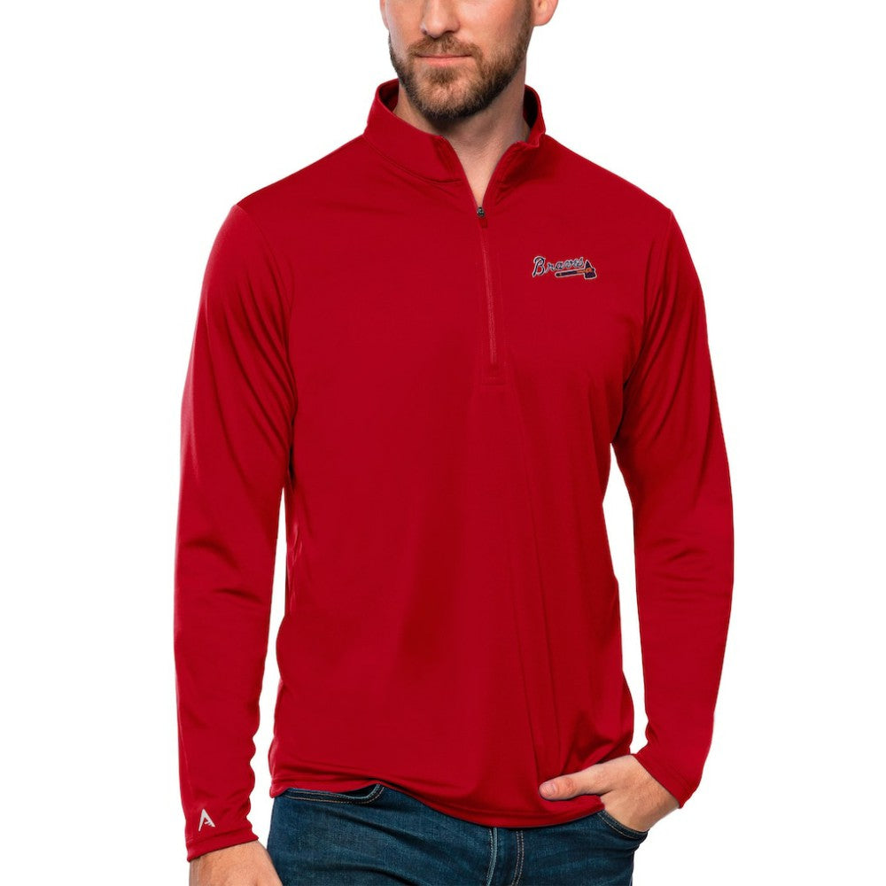 Atlanta Braves Antigua Tribute Quarter-Zip Pullover Top - Red Pullover