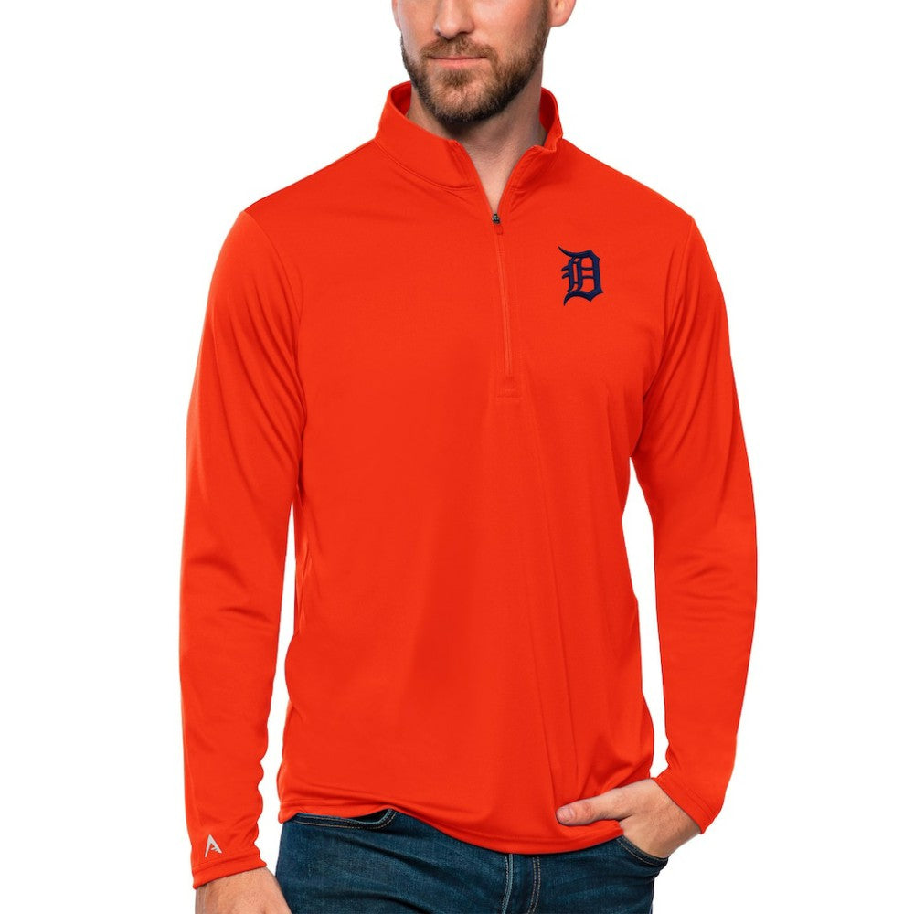 Detroit Tigers Antigua Tribute Quarter-Zip Pullover Top - Orange Pullover