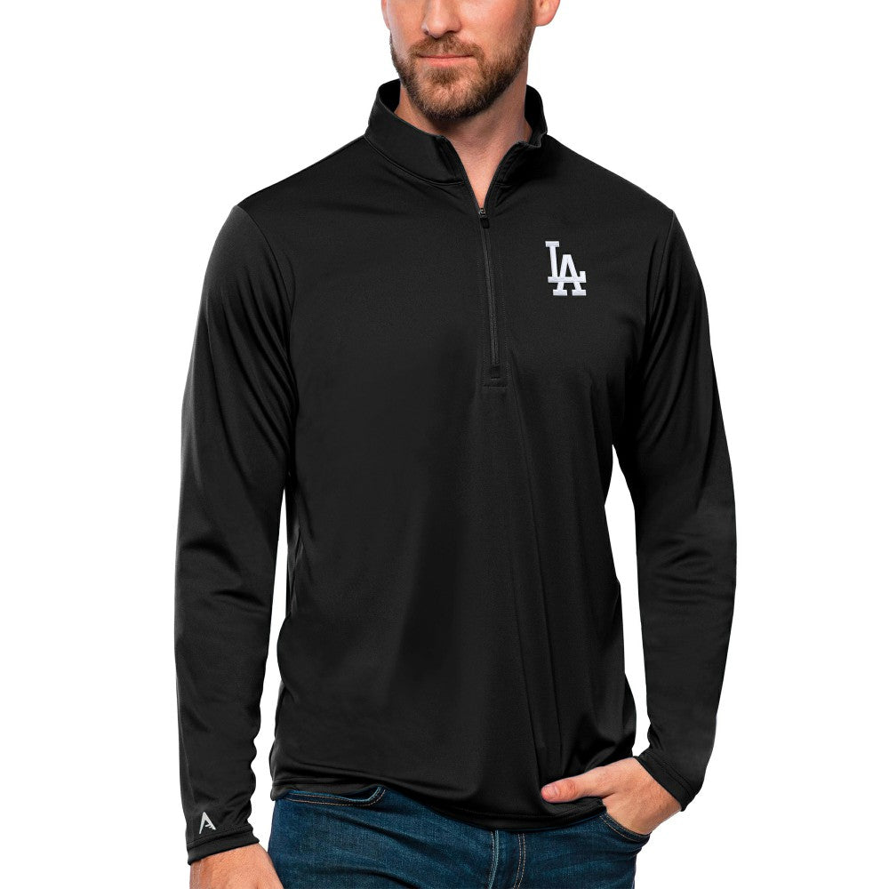 Los Angeles Dodgers Antigua Tribute Quarter-Zip Pullover Top - Black Pullover