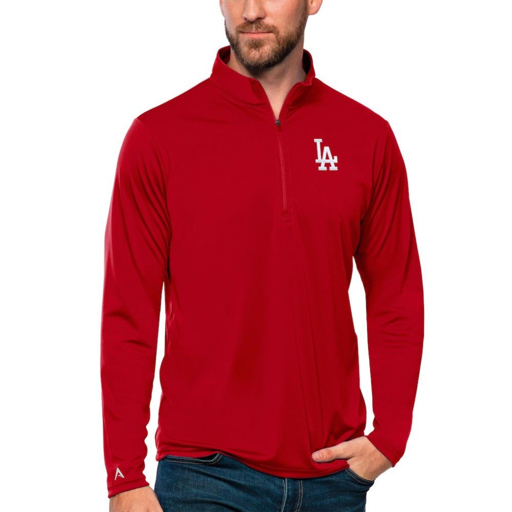 Los Angeles Dodgers Antigua Tribute Quarter-Zip Pullover Top - Red Pullover