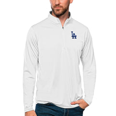 Los Angeles Dodgers Antigua Tribute Quarter-Zip Pullover Top - White Pullover