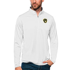 Milwaukee Brewers Antigua Tribute Quarter-Zip Pullover Top - White Pullover