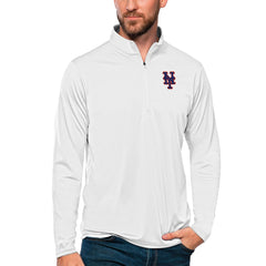New York Mets Antigua Tribute Quarter-Zip Pullover Top - White Pullover