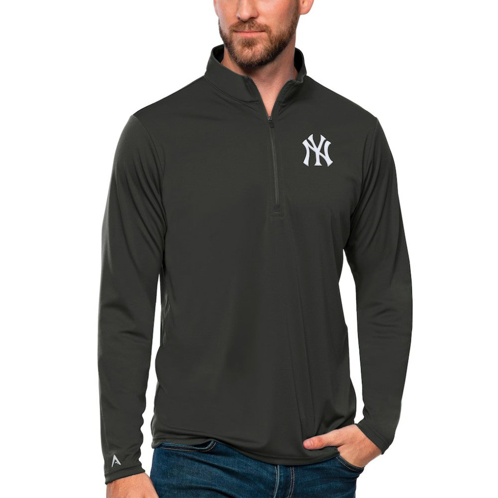 New York Yankees Antigua Tribute Quarter-Zip Pullover Top - Charcoal Pullover