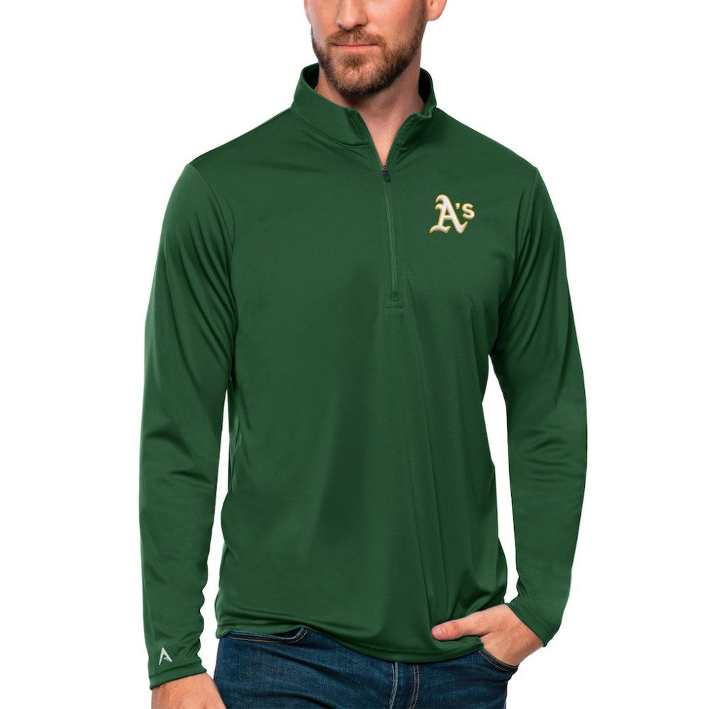 Athletics Antigua Tribute Quarter-Zip Pullover Top - Green Pullover